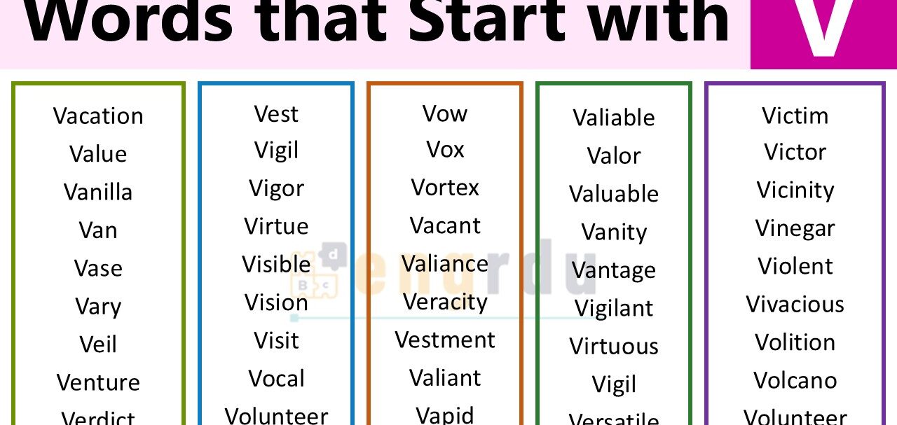 500+ Words that Start with V