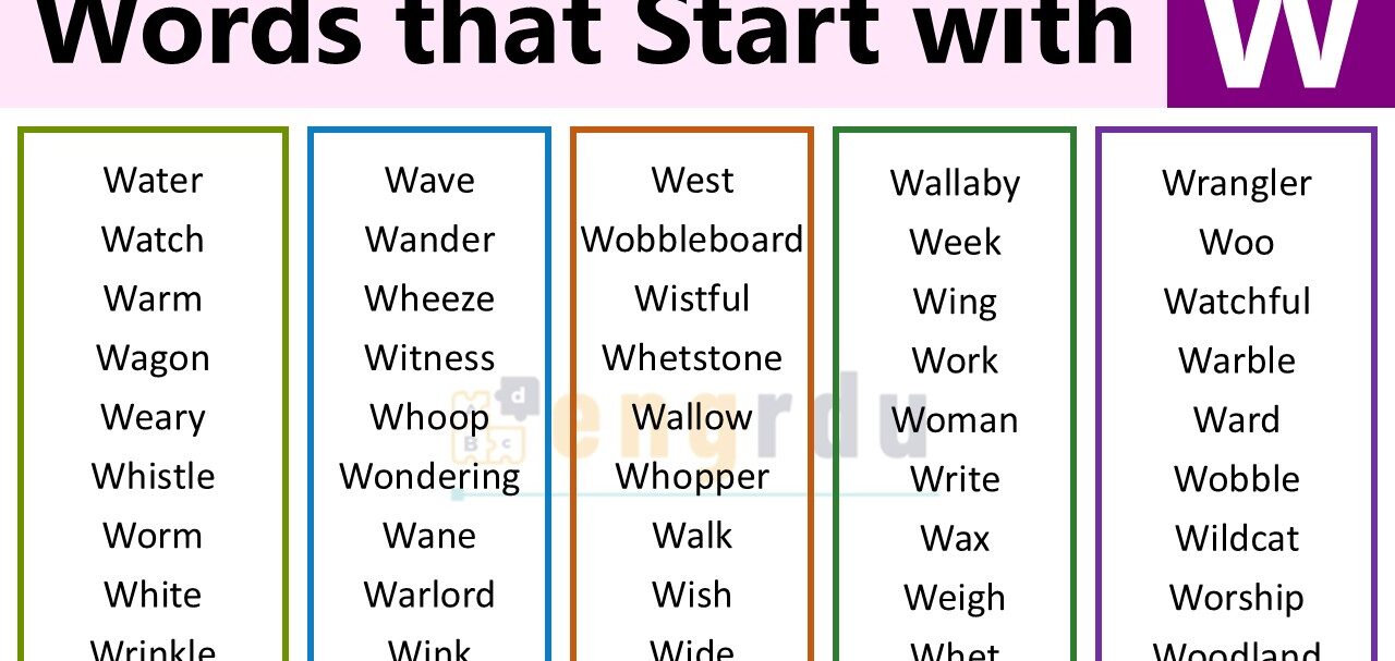 1000+ Words that Start with W