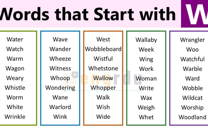 1000+ Words that Start with W
