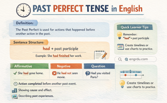 Past Perfect Tense in English with Examples