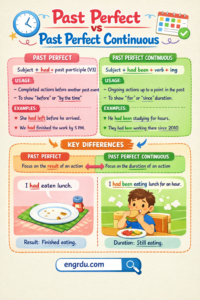Past Perfect Continuous Table Past Perfect vs Past Perfect Continuous in English - Engrdu