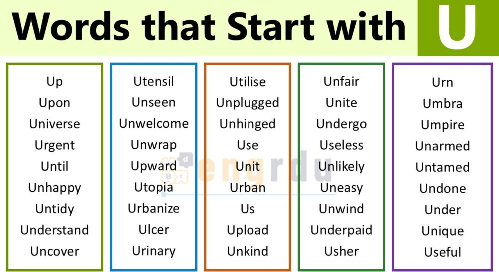 1000+ Words that Start with U