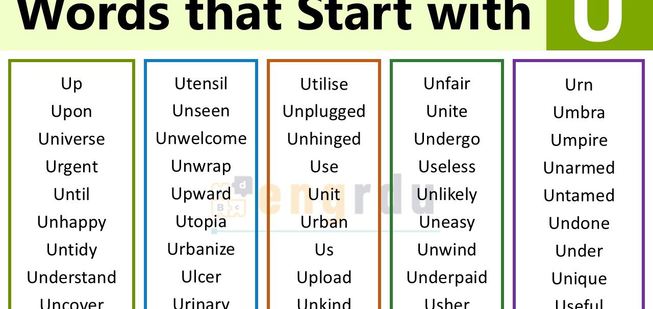 1000+ Words that Start with U