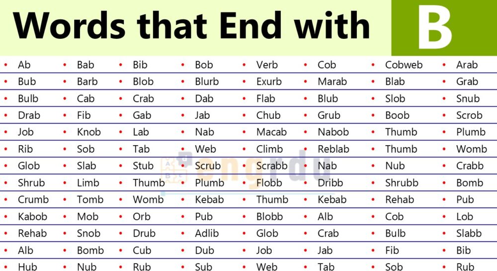 Words that Ending in B