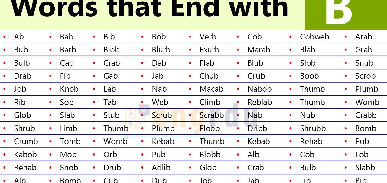 Words that Ending in B