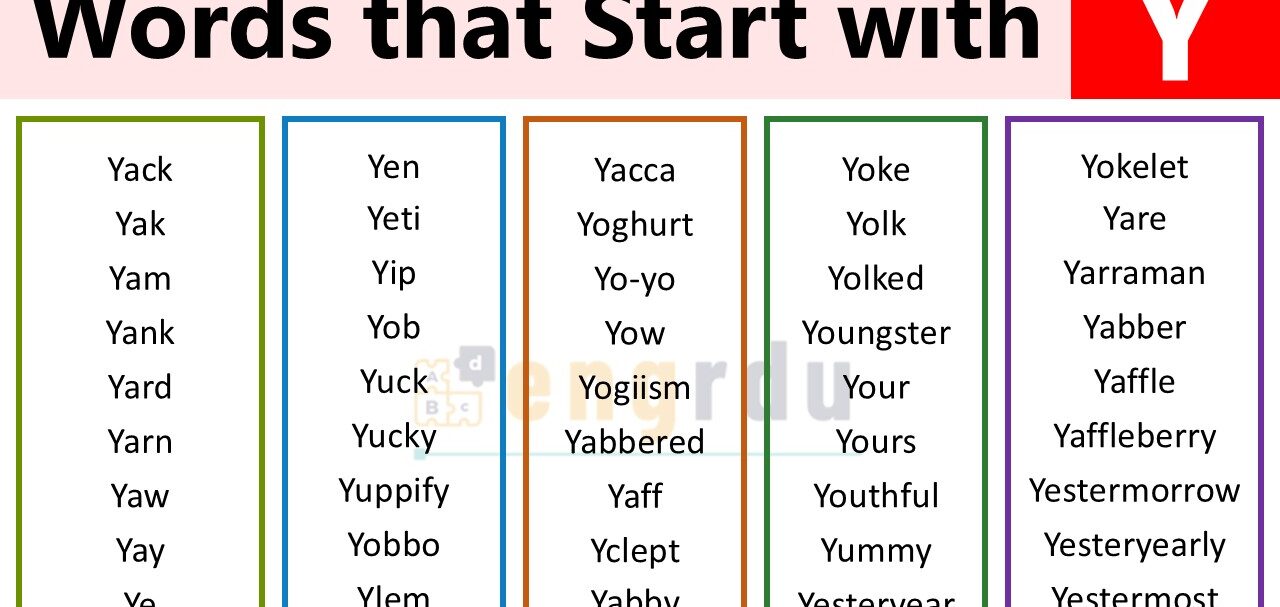 1000+ Words that Start with Y
