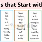 1000+ Words that Start with Y