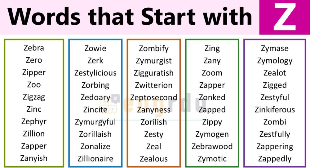 Words that Start with Z