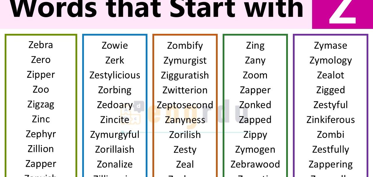Words that Start with Z