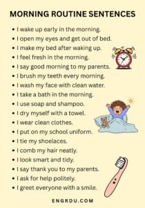 120 Morning Routine Sentences for Kids in English - Engrdu