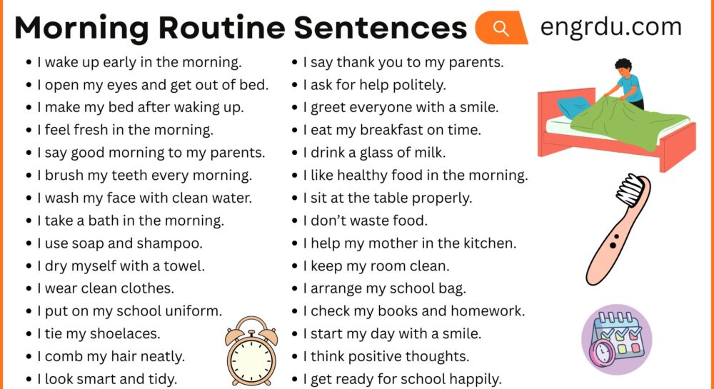 Morning Routine Sentences in English