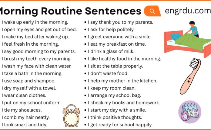 Morning Routine Sentences in English