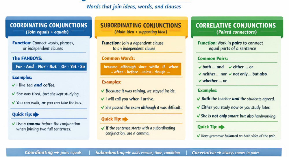 Types of Conjunctions in English