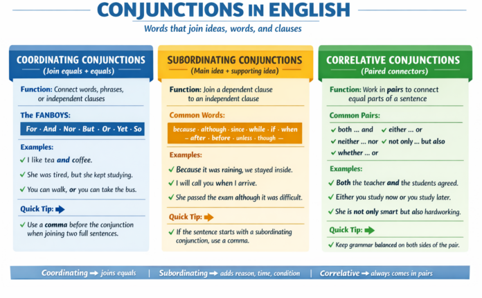 Types of Conjunctions in English