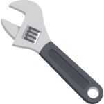 Adjustable wrench hand tool for tightening and loosening different bolt sizes.