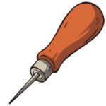 Awl hand tool for making small holes in wood and leather.