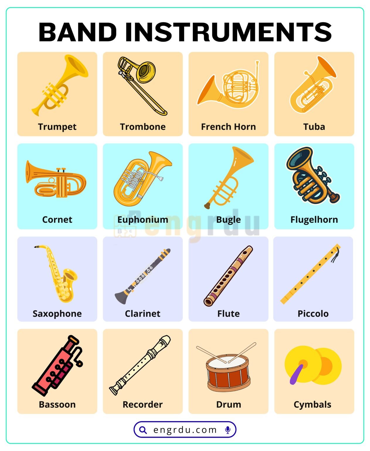 Band Instruments Name in English with Pictures - Engrdu