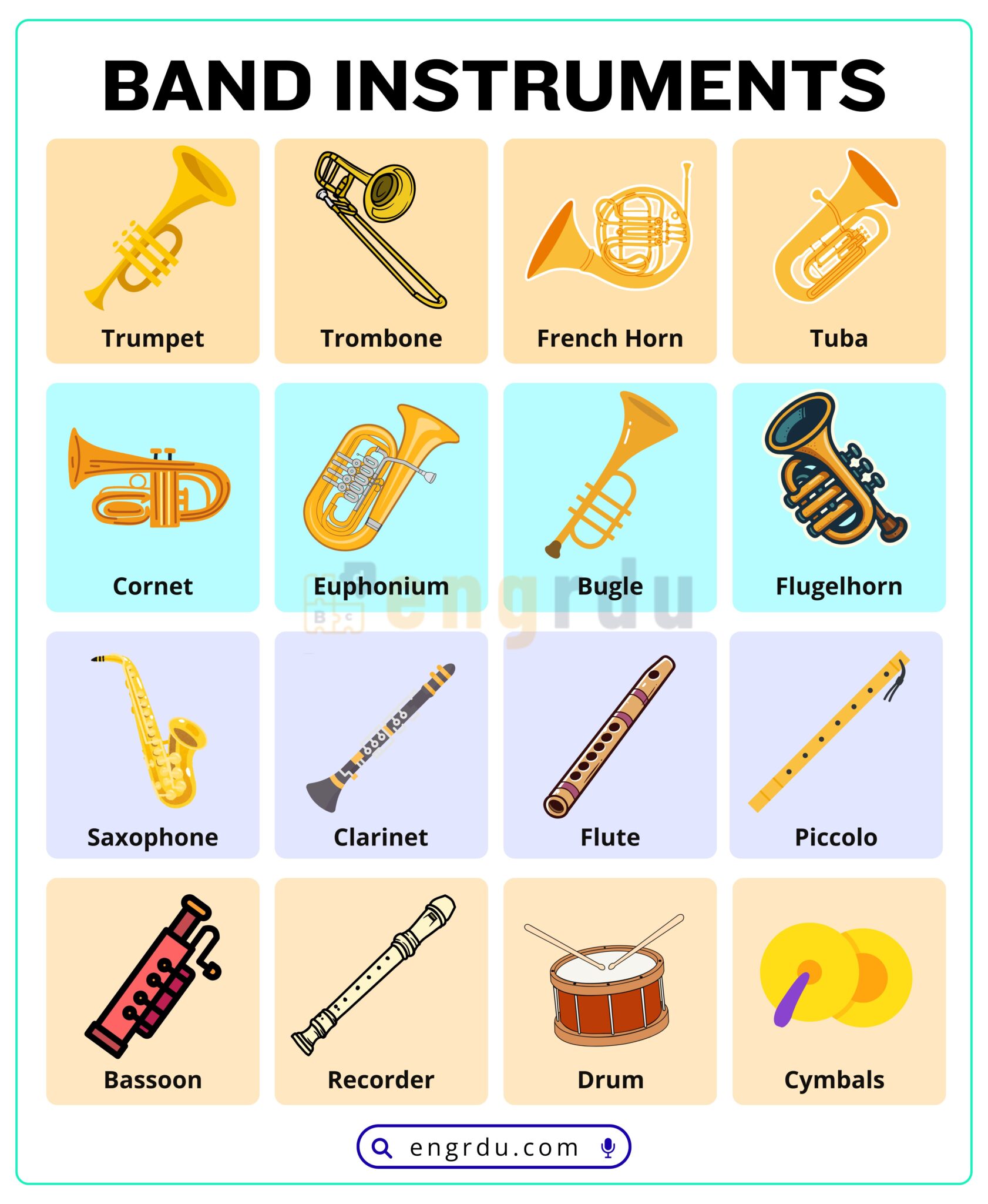Band Instruments Name in English with Pictures - Engrdu