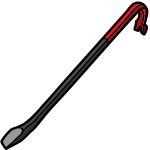 Crowbar hand tool used for pulling nails and prying objects apart.
