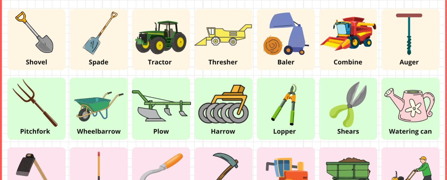 60 Names of Farm Tools with Pictures