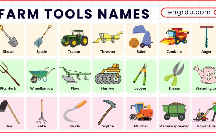 60 Names of Farm Tools with Pictures