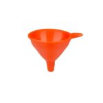 Plastic funnel used for pouring automotive fluids cleanly.