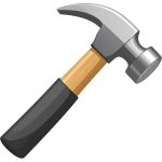 Hammer hand tool used for driving nails into wooden surfaces.