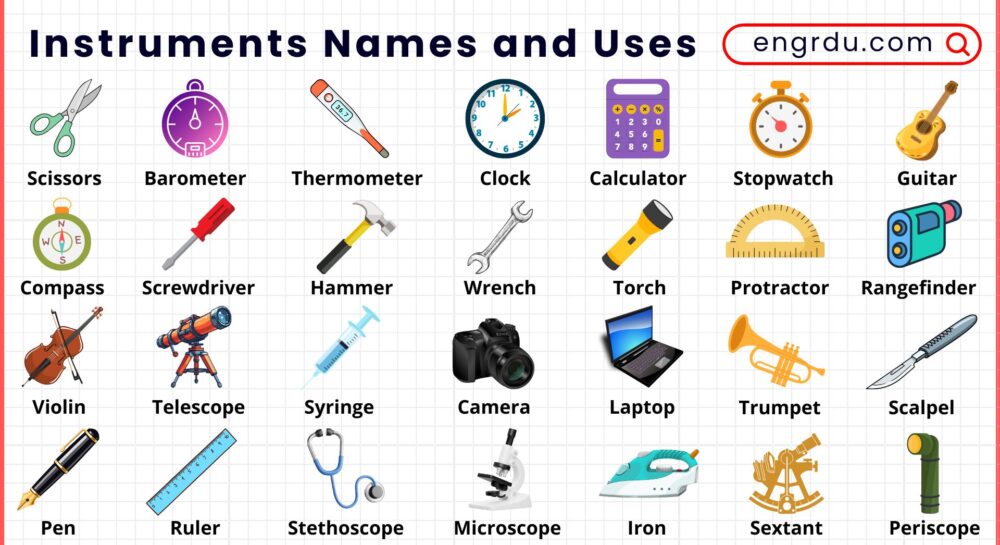 Instruments Names in English with Uses