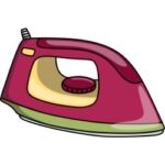 Clothing iron used for pressing fabric and removing wrinkles.