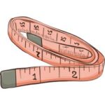 Flexible measuring tape used for fabric and body measurements.