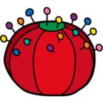 Pin cushion used for storing sewing pins safely.