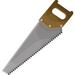 Hand saw tool used for cutting wood during carpentry and repair work.