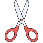 Fabric scissors used for cutting cloth and sewing materials.