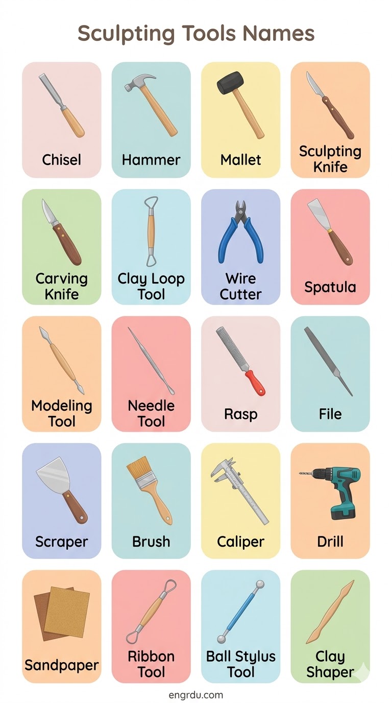 Sculpting Tools Names and Uses in English with Pictures