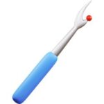 Seam ripper tool used for removing unwanted stitches.