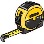 Tape measure hand tool used for measuring length, width, and height accurately.