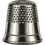 Protective thimble used during hand sewing projects.