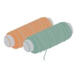 Sewing thread used to join fabric pieces together.