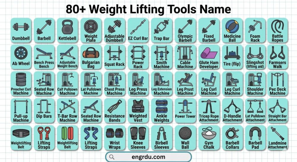 Weight Lifting Tools Name and Uses with Pictures