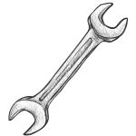 Wrench hand tool used for tightening nuts and bolts during repair work.