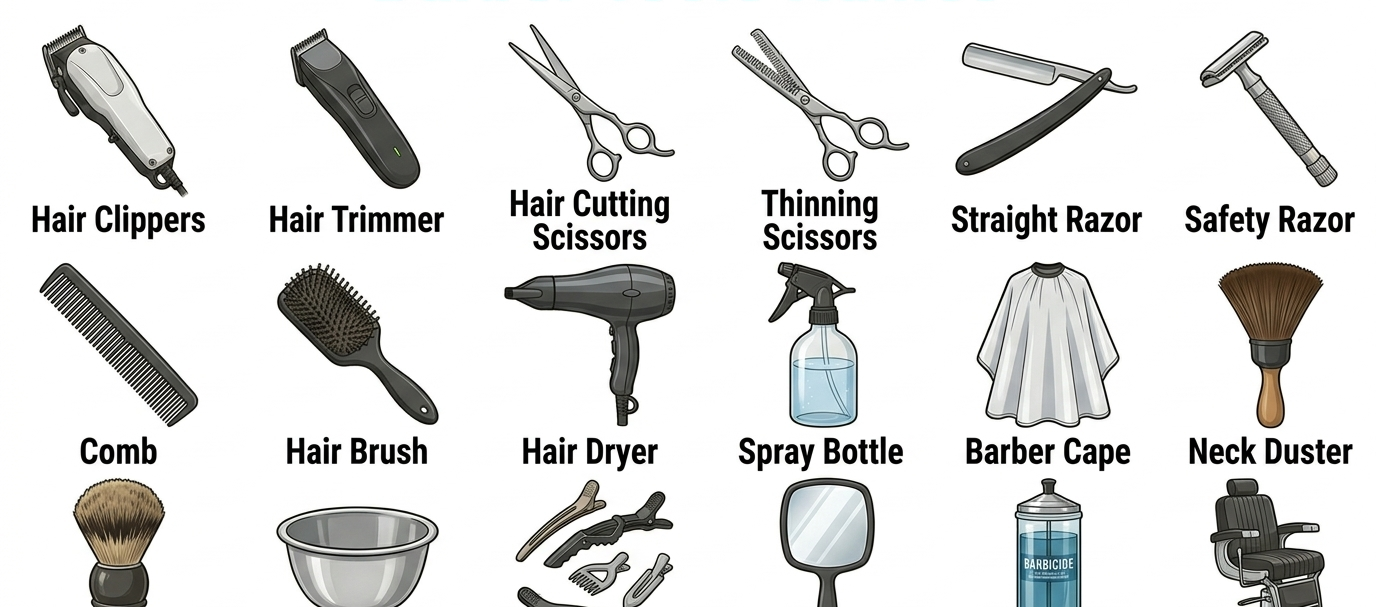 Barber Tools Names with Pictures