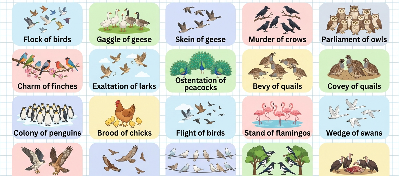 Collective Nouns for Birds in English with Pictures