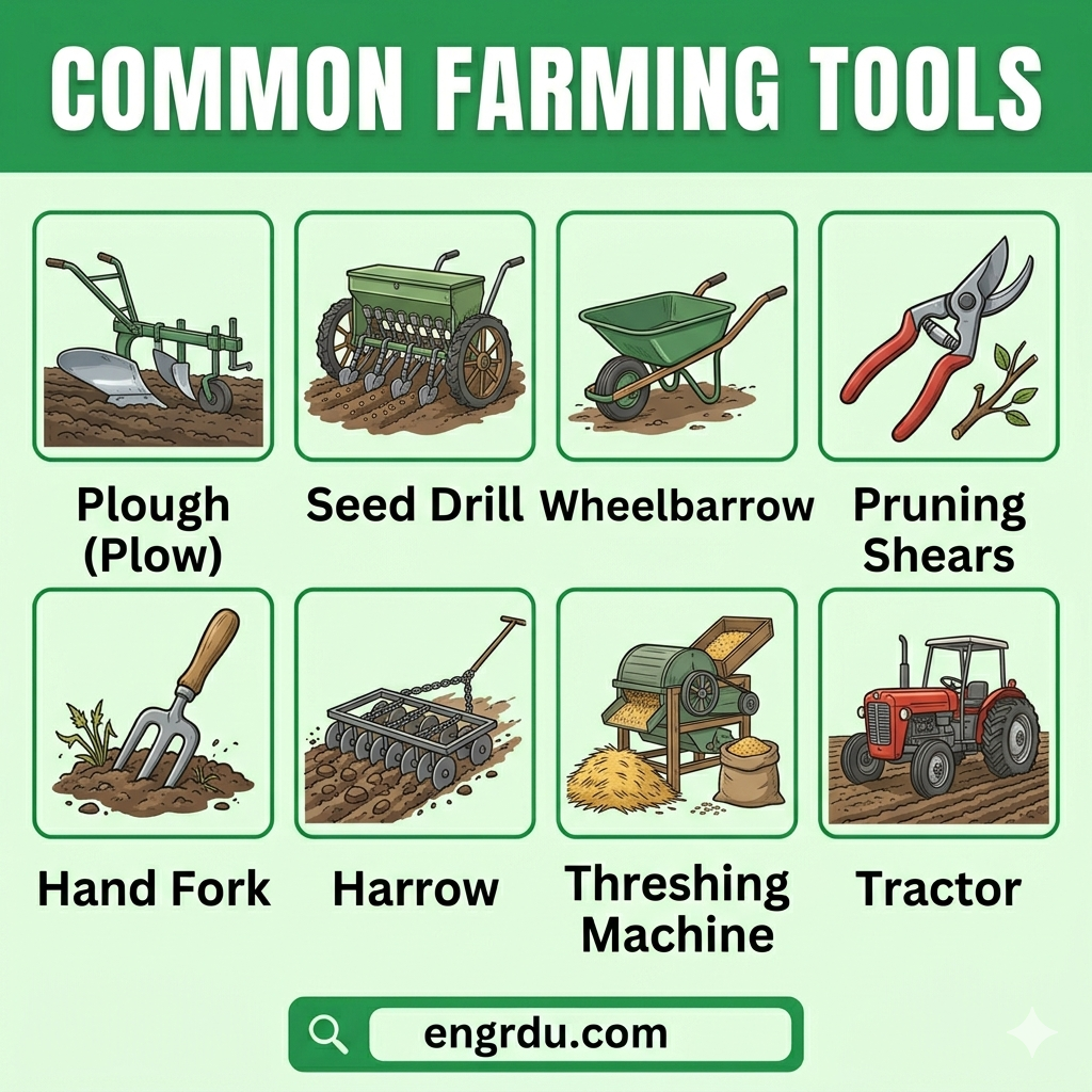 27 Agriculture Tools Names And Uses In English With Pictures Engrdu