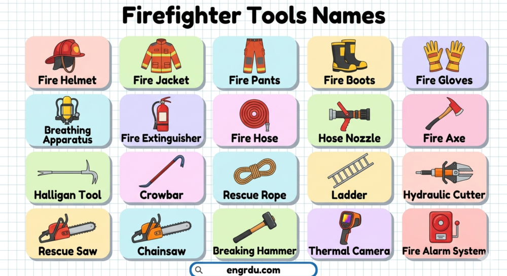 Firefighter Tools Names in English with Pictures