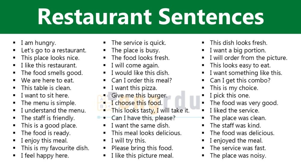 Restaurant Conversation Sentences English