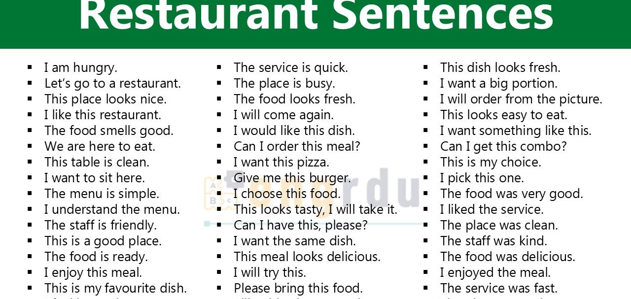 Restaurant Conversation Sentences English