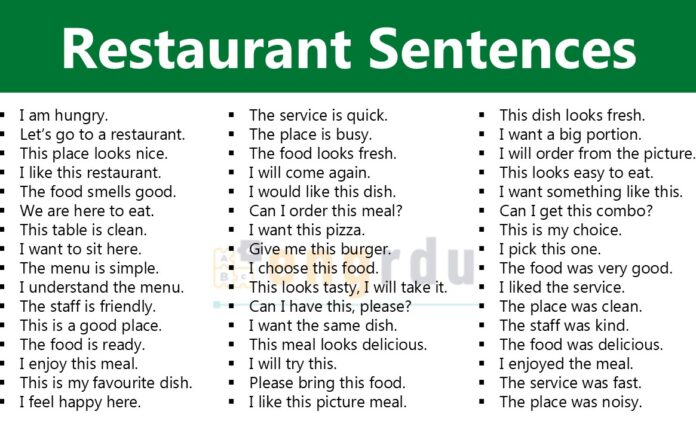 Restaurant Conversation Sentences English