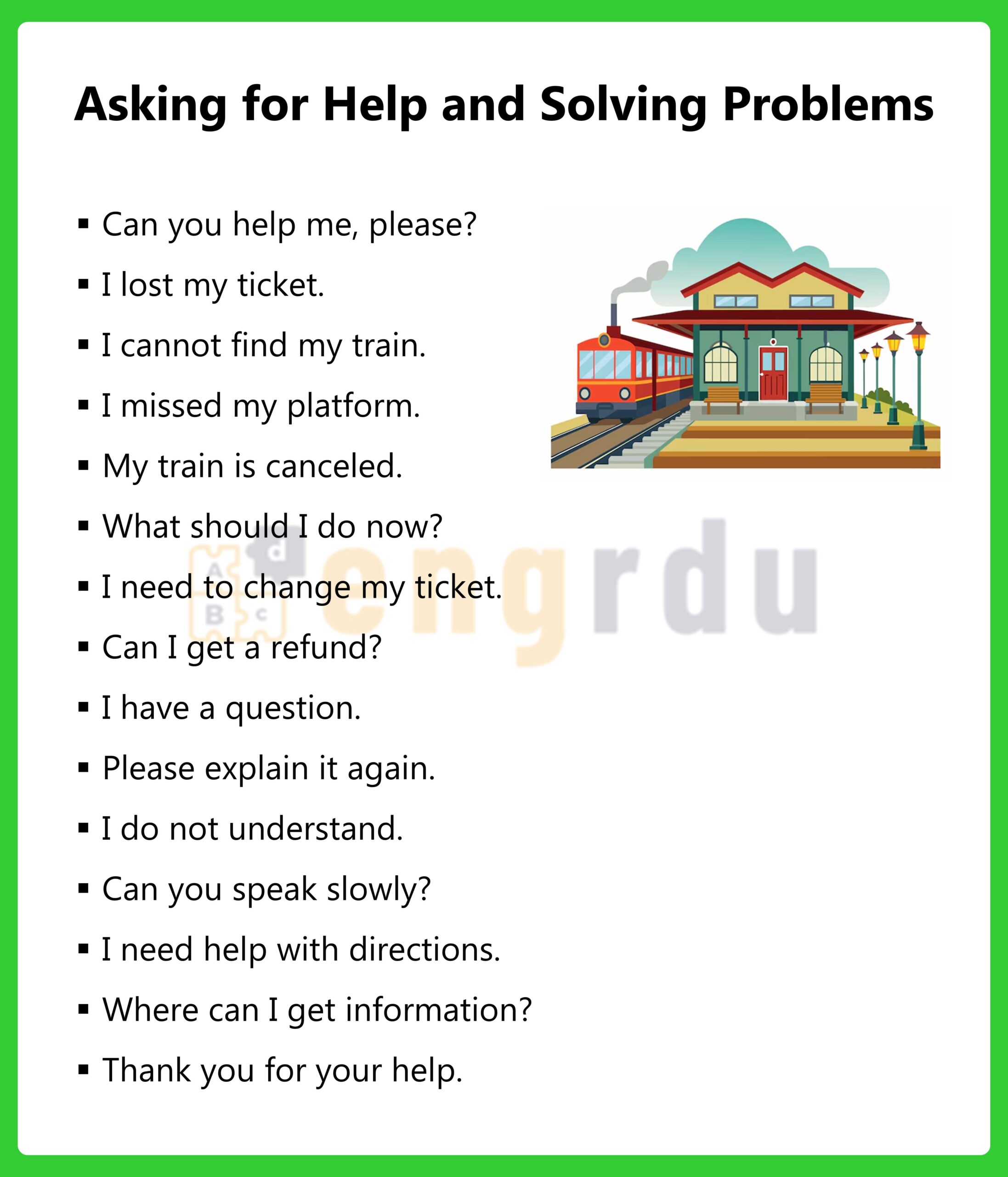 Asking for Help and Solving Problems in a Train Station