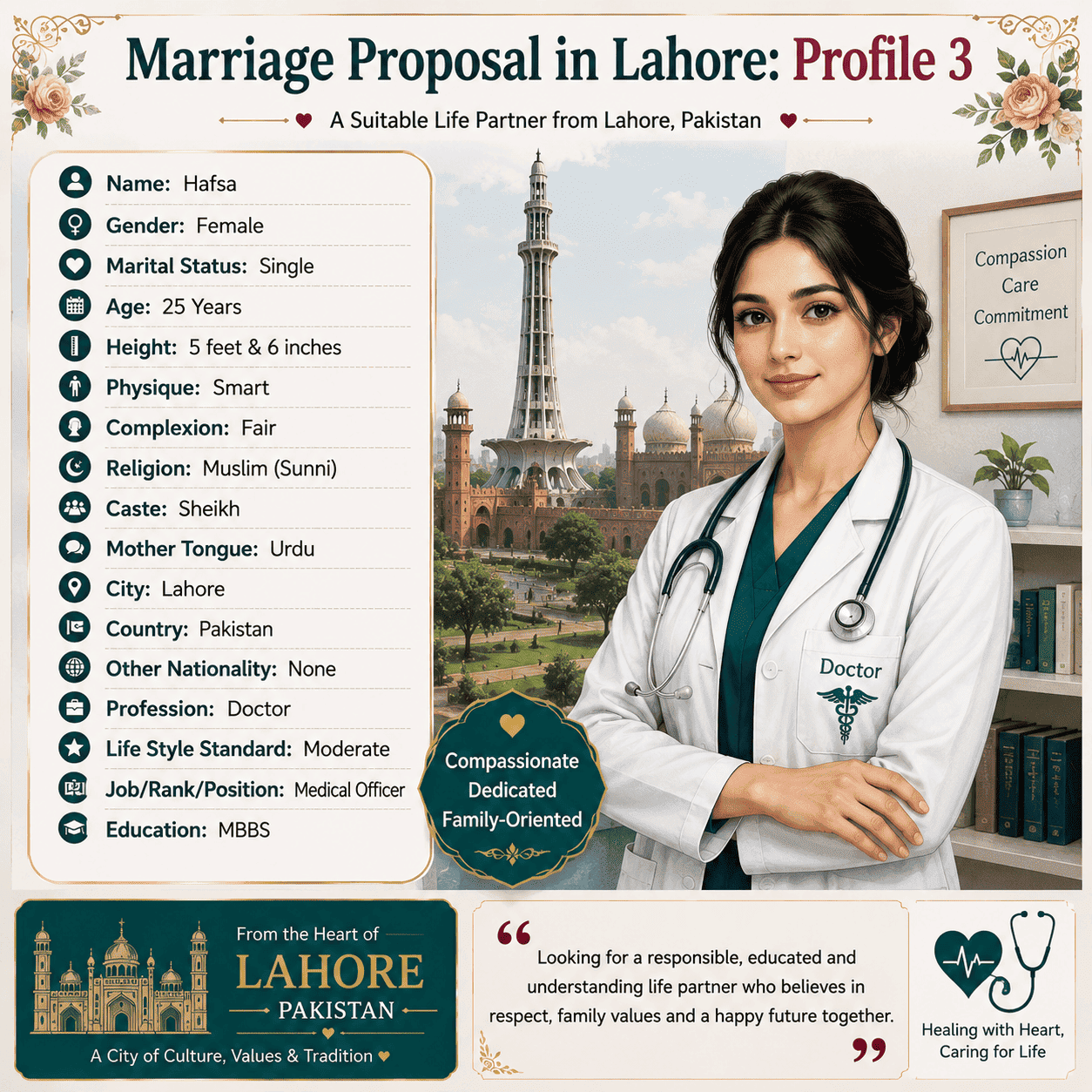 Marriage Proposal Profile of Hafsa From Lahore