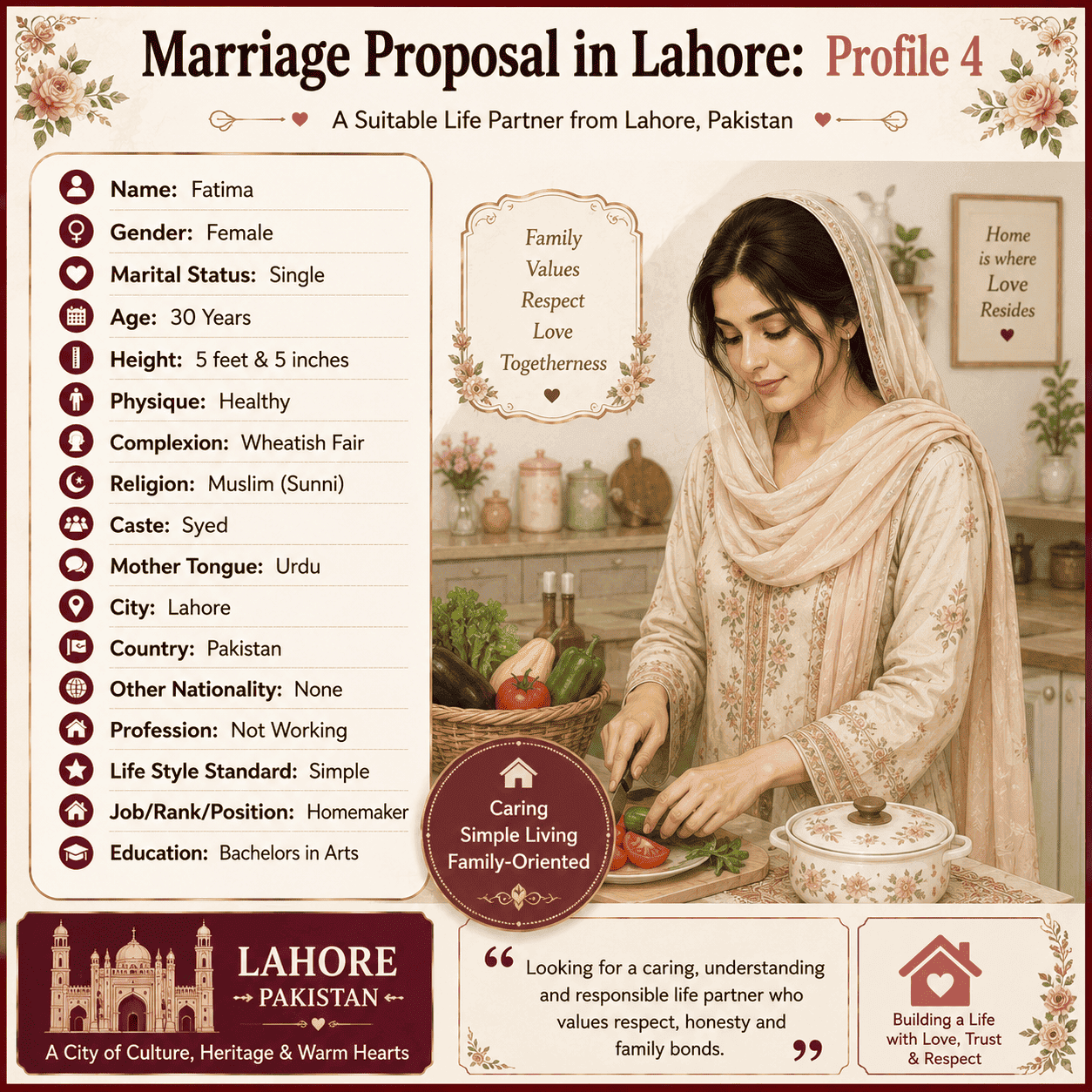 Matrimonial Proposal of Fatima in Lahore